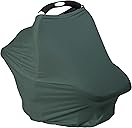 Breathable Car Seat Cover for Babies – Multi-Purpose Soft Rayon Nursing Cover for Breastfeeding, High Stretchy Infant Carseat Canopy, Stroller Cover (Smooth Rayon, Roman Green)