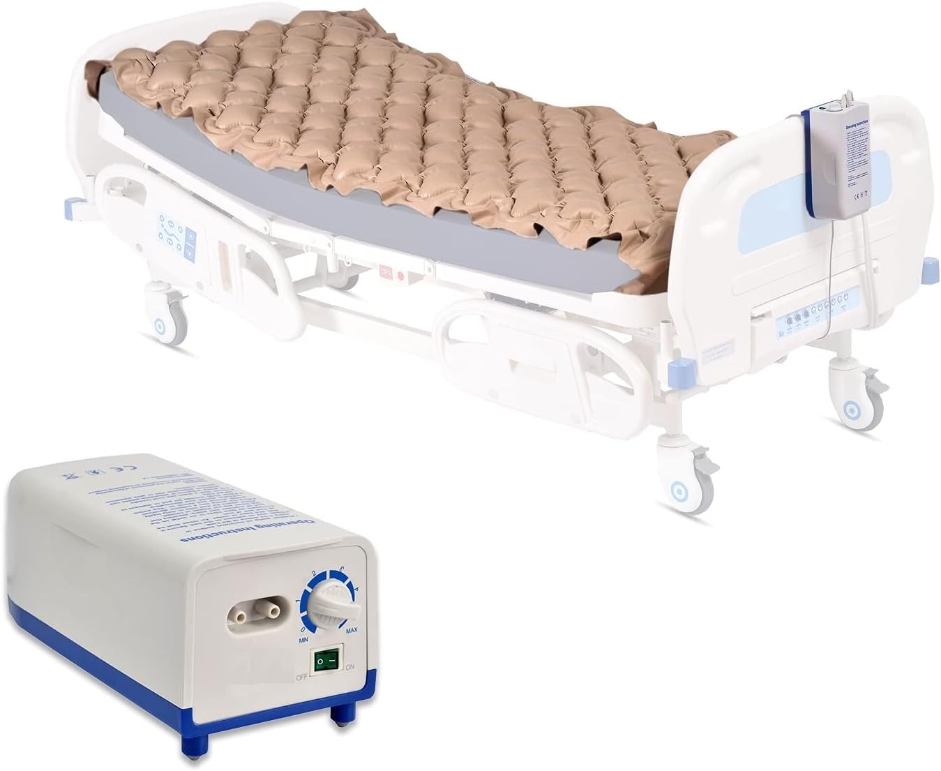 Anti Decubitus Bubble Air Mattress MM2 with Heavy Duty Pump, Durable Vinyl, for Bedsore Prevention