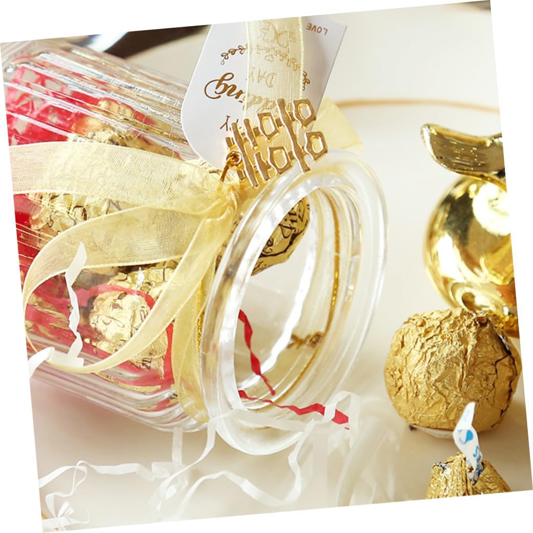 Toyvian Wedding Glass Candy Box Sealed Candy Jar with Ceramic Animal Lid, Gold Overgild Small Elephant Design, Storage Jar for Wedding Favors and Party Snacks