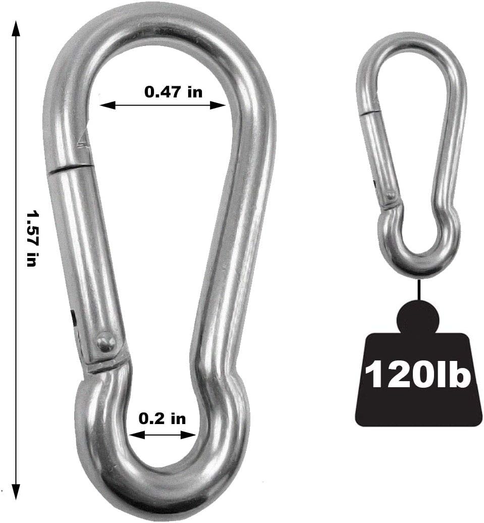 Stainless Steel Spring Snap Hook Carabiner 304 Stainless Steel Heavy Duty Carabiner Clips