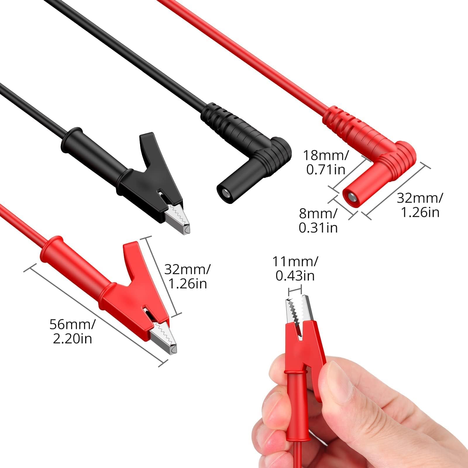 Proster Banana Plug to Alligator Clip Safety Right Angle Banana Plug to Alligator 15A Labs Test Lead Heavy Duty 0.8M Long for Multimeter
