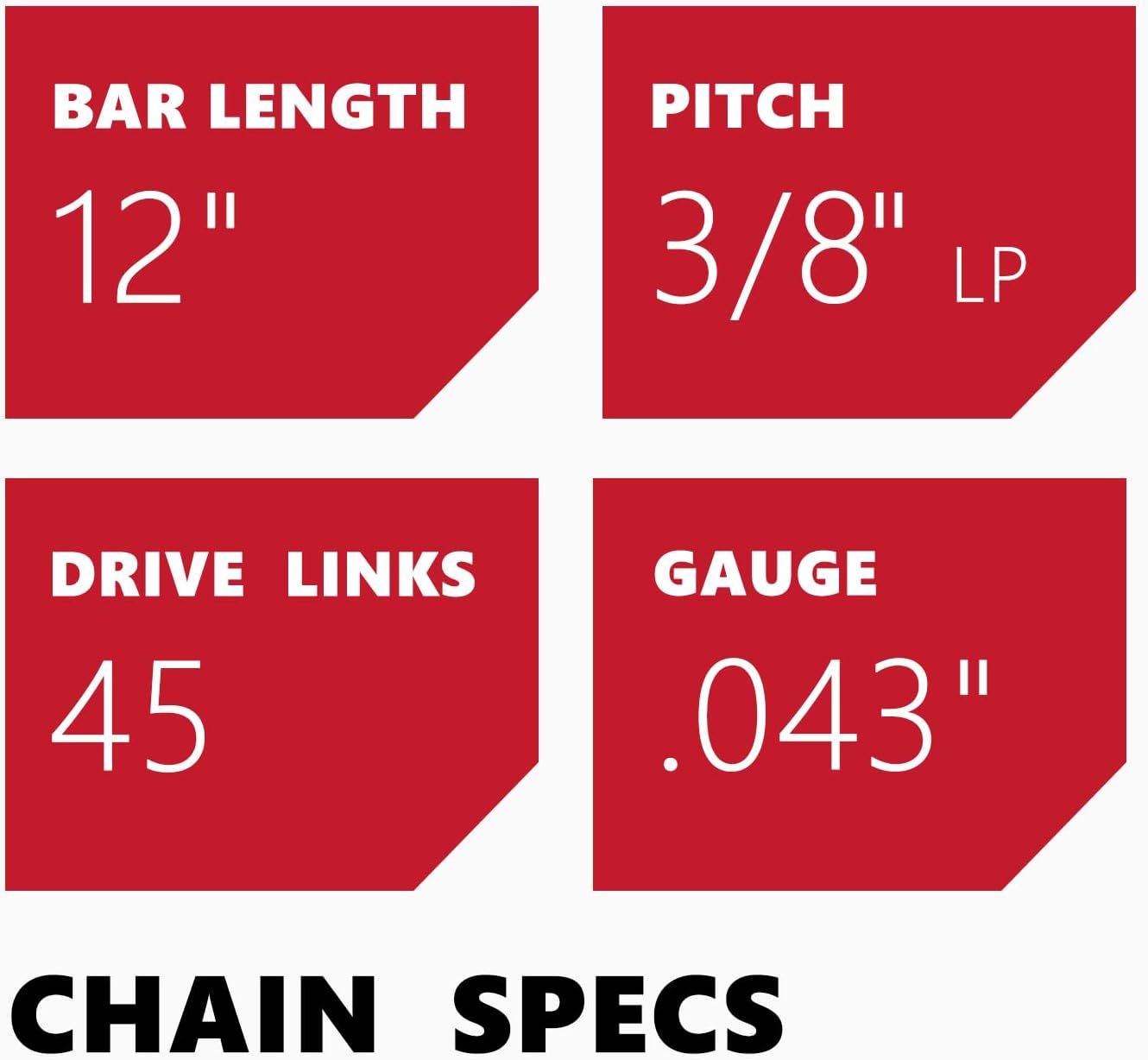 KAKEI Chainsaw Chain 12 Inch 3/8" LP Pitch .043" Gauge 45 Drive Links Fits Dewalt 20V DCCS620, Kobalt 1224, WG350/ 380, LCS1240 - DWO1DT612, R45 (3 Chains) - Semi Chisel