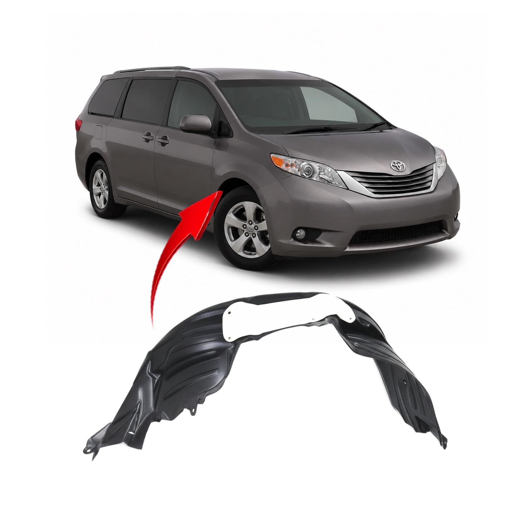 FitParts Compatible with Toyota Sienna 2011–2014 Front Right Fender Liner