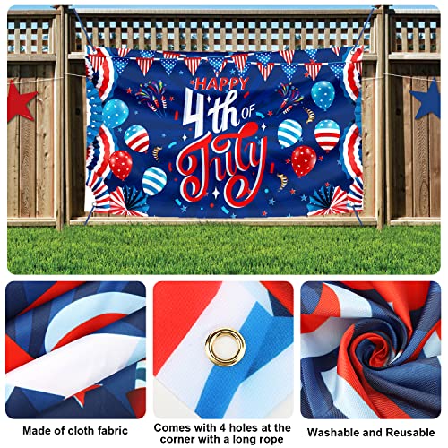 Image of Large 4th of July Decorations Banner Outdoor Patriotic Memorial Day Independence Day Flag71x44 Inch, Flag Day Yard Sign Bunting Background for Photography for Indoor Home House Decor Party Supplies