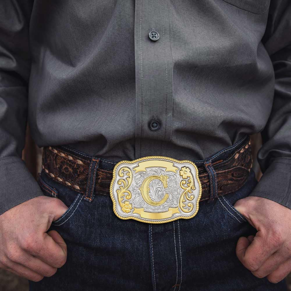 HUABOLA CALYN Vintage Belt Buckle Men Western Cowboy Rodeo Initial Letter ABCDMRJ to Z Golden Belt Buckles for Women - Image 4