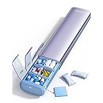 VAYDEER Metal Weekly Pill Organizer - Moisture-Proof Travel Pill Organizer with Built-in Desiccant Chamber and Airtight Lids - Large-Capacity Pill Box for Vitamins, Medicines & Supplements (Purple)