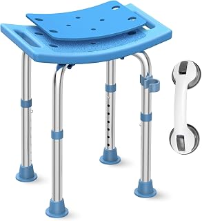 Upgraded Stainless Steel Shower Chair for Inside Shower, Heavy Duty 380lbs Adjustable Shower Stool, Tool Free Assembly, Anti Slip Bathtub Seat, Padded Shower Bench for Elderly, Disabled, Injured