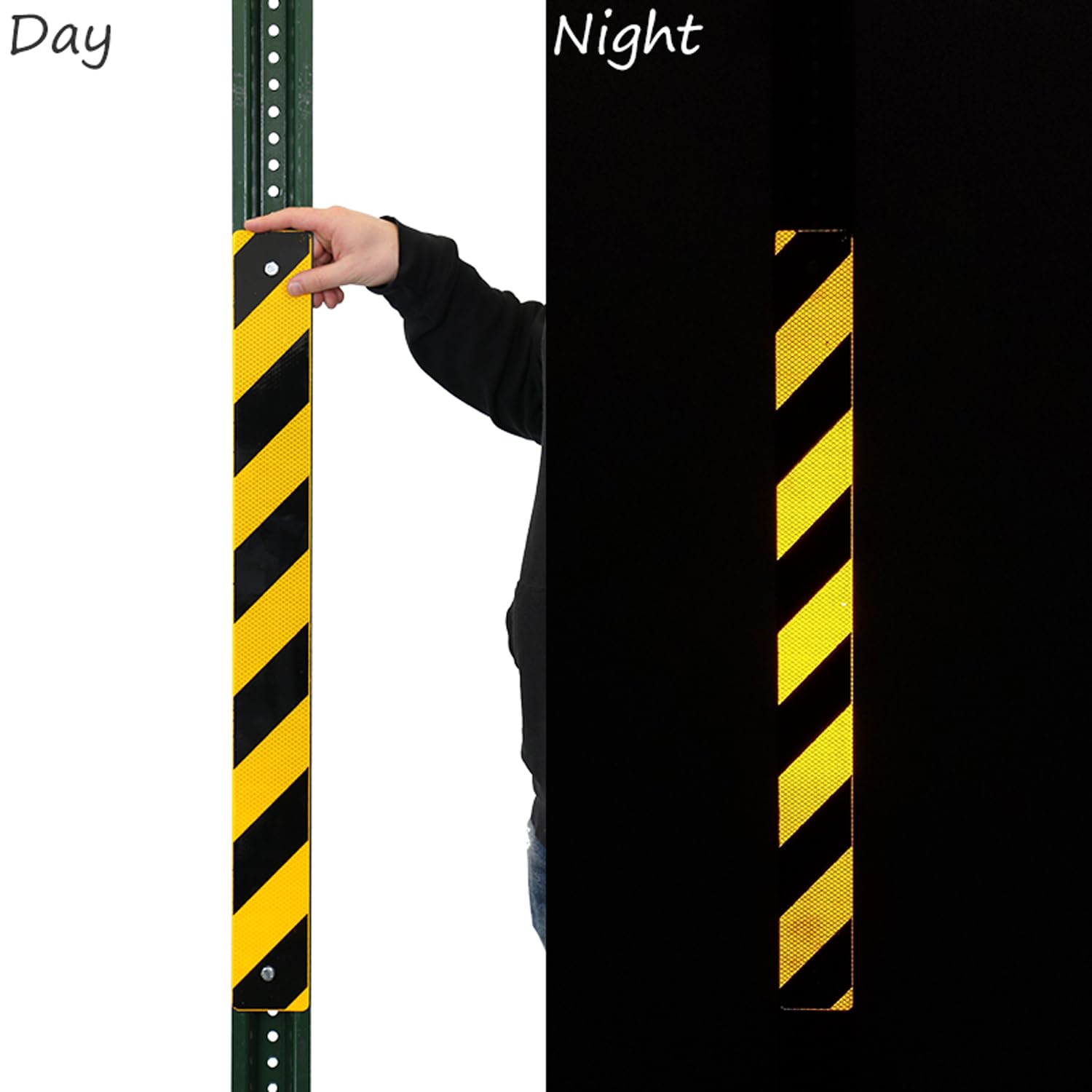 Señal de aparcamiento SmartSign con texto en inglés "Reflective Sign Posts", color negro y amarillo, 3" x 30", negro sobre amarillo, 1