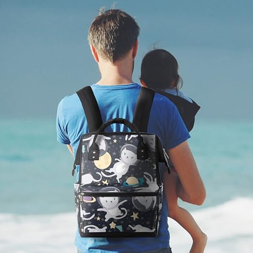 Miniatura 7 de cfpolar Mochila para pañales de gato astronauta universo galaxia gato maternidad recién nacido bolsas grandes para bebés para mamás padres mochila