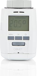 Eurotronic 700012 Sparmatic Comet, Energiesparregler (Programmierung mit Progmatic-Programmierstick möglich, Heizkosten sparen, elektronisches Heizkörperthermostat, Kalk- und Frostschutz), Weiß