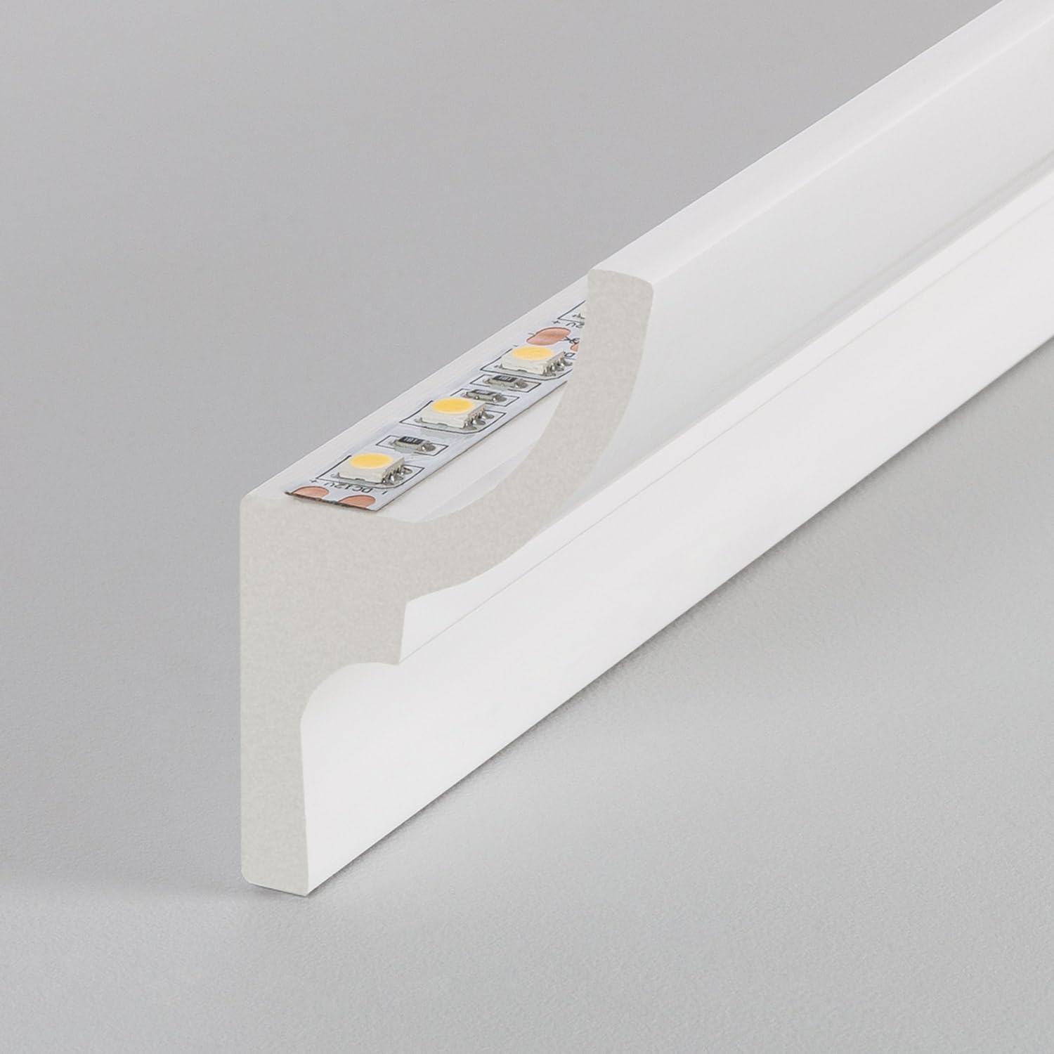 LEDKIA LIGHTING - Modanatura per Striscia LED 2m | Decorativa Indiretta| Facile da Installare, Bianco, Polistirene