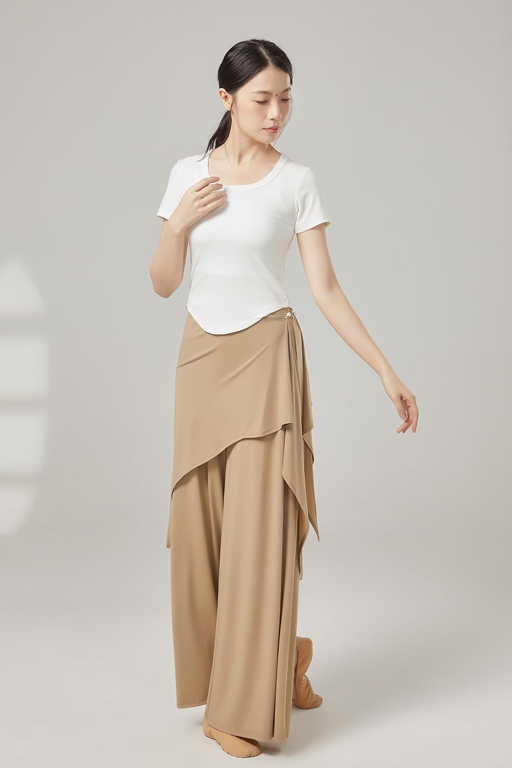 Angcoco Women's False 2-Piece Wide-Leg Pants for Dance