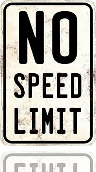 8 x 12-Inch No Speed Limit Vintage Metal Road Sign Wall Decor