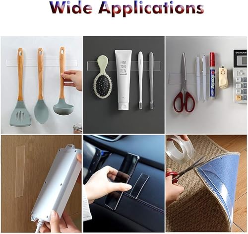 Miniatura 2 de LLPT Cinta nano de doble cara de 1.18 pulgadas x 16.5 pies, cinta de montaje fuerte, cinta de gel resistente, transparente, sin rastros, lavable,