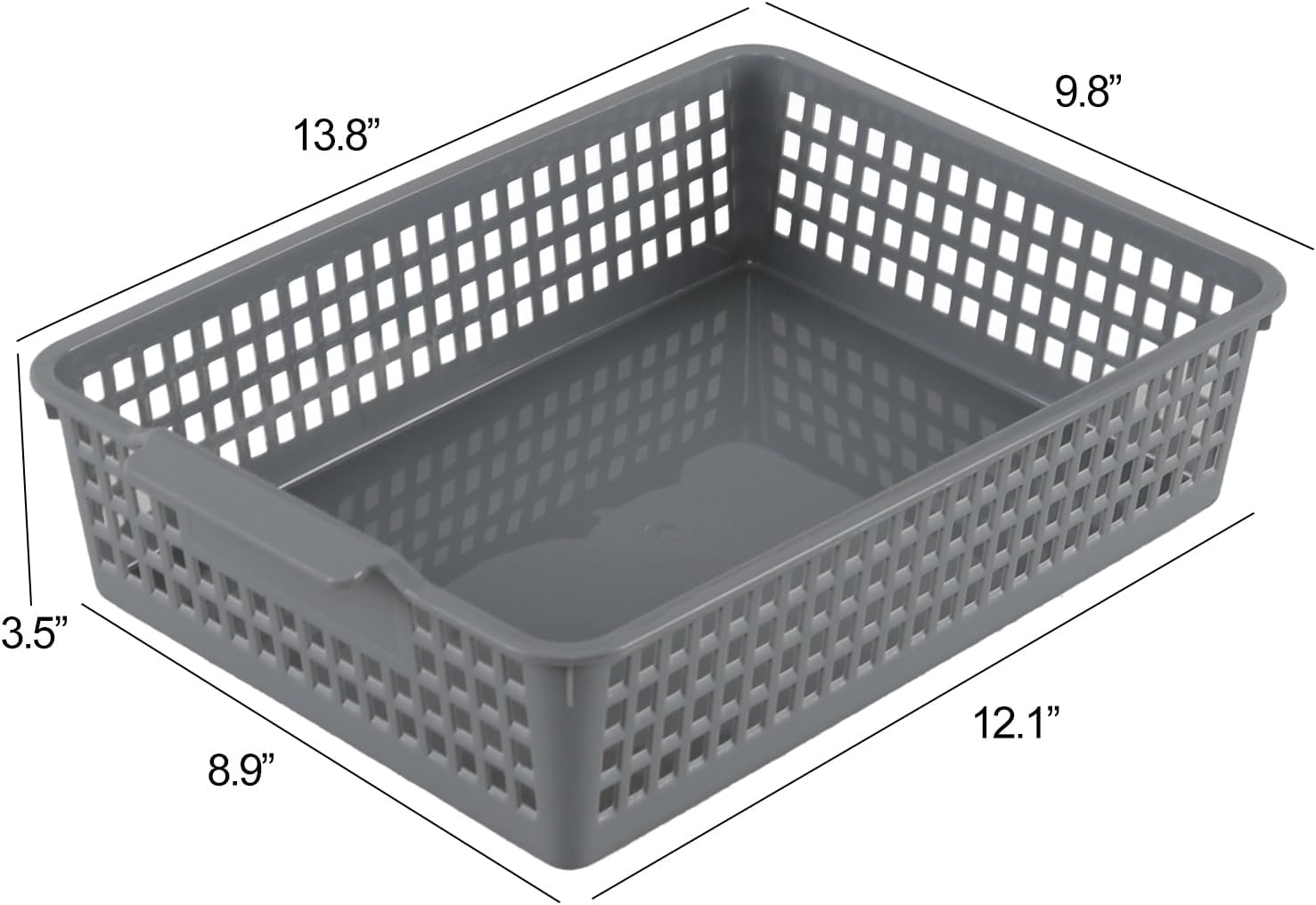 6 Packs Plastic Storage Basket for Files, Letter, A4 Paper, Grey Office Kitchen Organizer Basket Tray - Image 3
