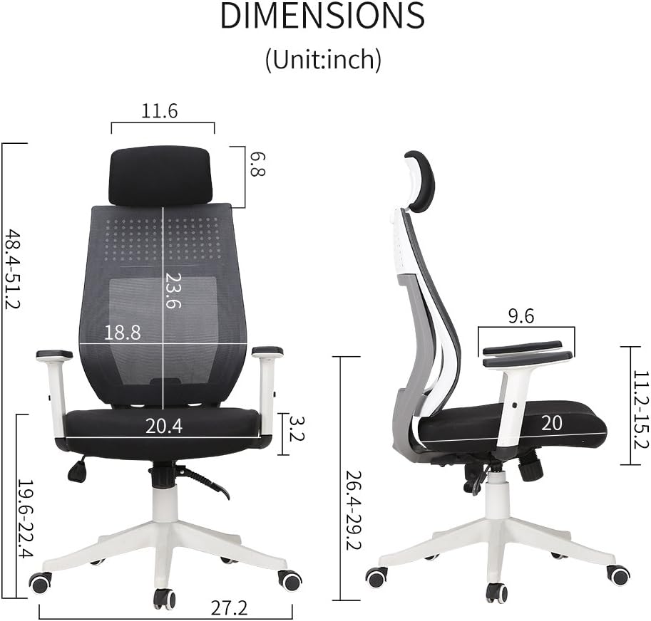 Buy Hbada Ergonomic Office Chair High Back Adjustable Desk Chair Mesh Swivel Computer Chair With Headrest And Lumbar Support Online In Indonesia B07fdbrbbs