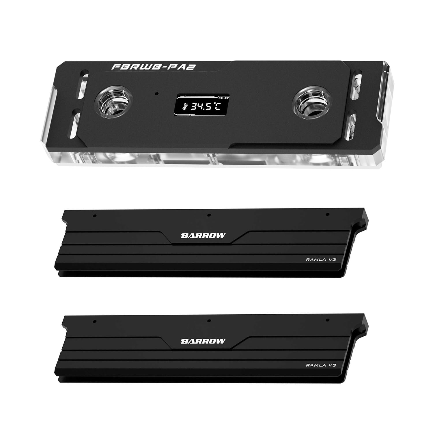 RAM Water Block with TFT Display, Two Channel and Four Channel Memory Water Cooling Block, Water Cooler Kit with Memory Heatsink for DDR5-RAM Module (Black,Include 2 Memory Heatsink)