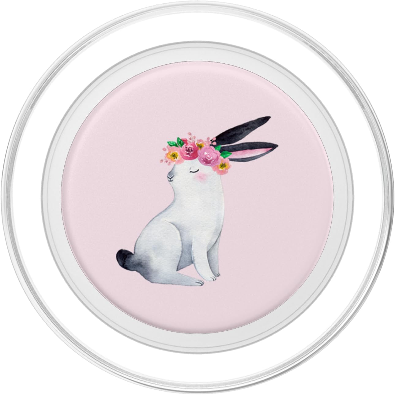 Cute Bunny Lover Gifts Pretty Blush Pink Rabbit with Flowers PopSockets MagSafe PopGrip for iPhone