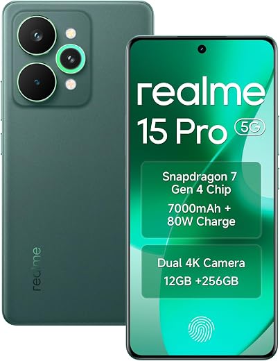 realme Smartphone 15 pro 5G, 12GB RAM 256GB ROM 6.8 Inch Display 144Hz, Snapdragon 7 Gen 4, Battery 7000mAh 80W Fast Charg...