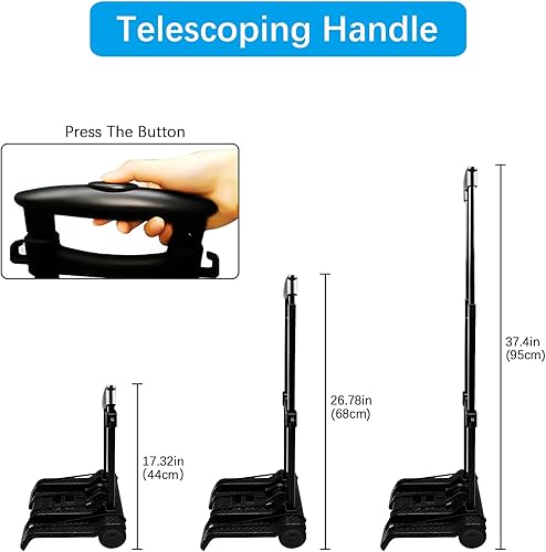 Miniatura 4 de Carrito de compras plegable, caja rodante compacta, carrito de mano con ruedas con bolsa impermeable extraíble, mango telescópico, resistente, 110.2