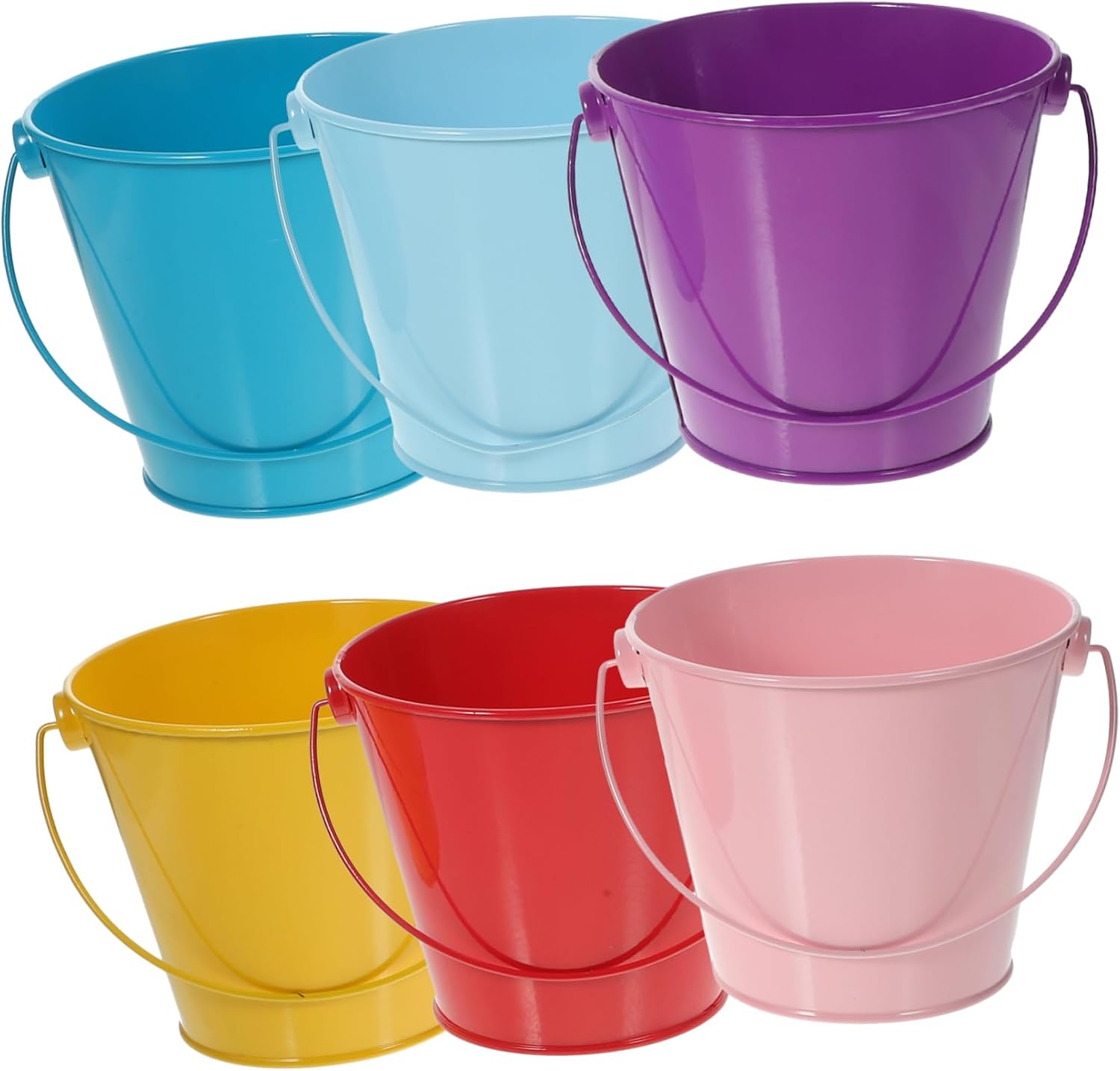 ibasenice Retro Mini Metal Flower Buckets 6pcs Tinplate Planters for Home