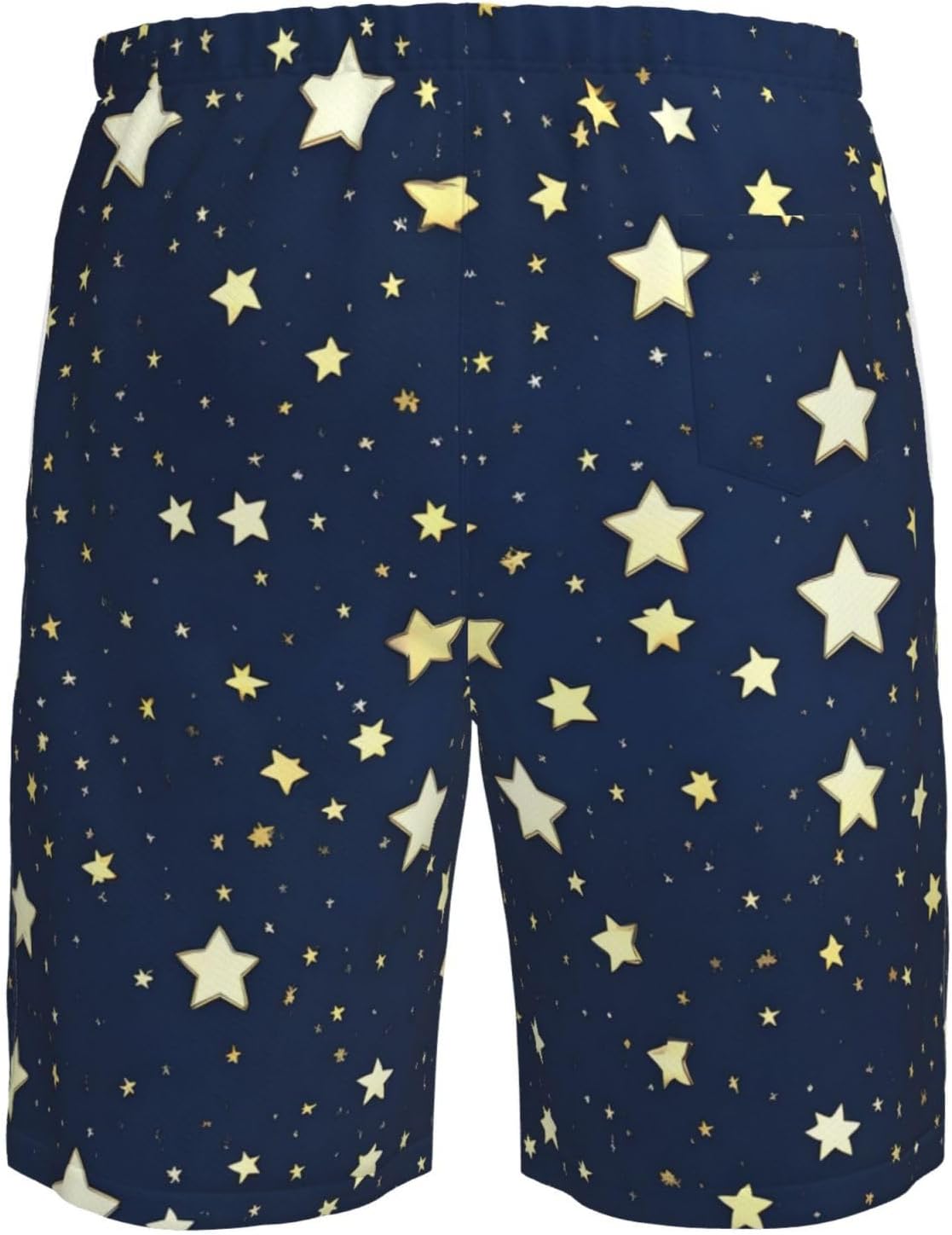 Navy Blue Sky and Star Print Men's Quick-Drying Shorts Casual Beach Pants Stretch Waist Shorts and Pockets