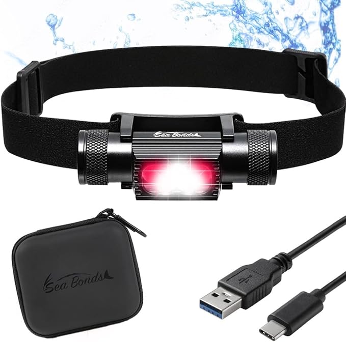 釣り 防水機能搭載 首掛け ヘッドライト 魚への刺激を抑える ライト  