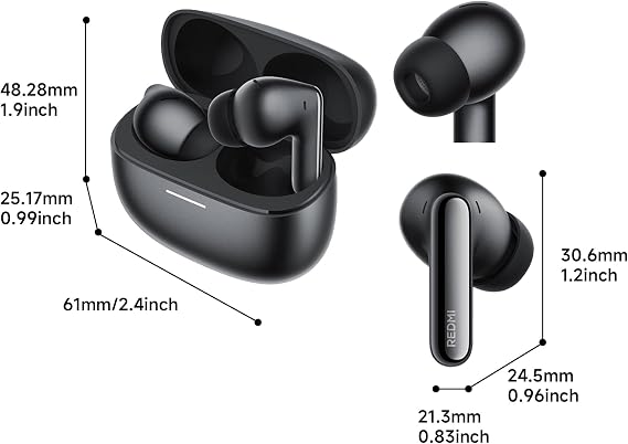 XIAOMI REDMI Buds 8 Pro Wireless Earbuds, Black, Adaptive Noise Cancelling up to 55dB, Hi-Res Audio with LDAC, 35H Battery, Dolby Atmos, IP54, Bluetooth 5.4