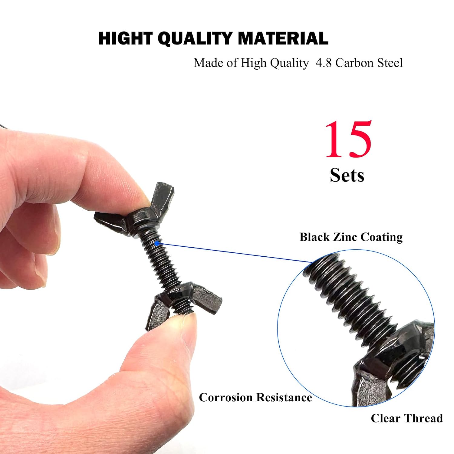 30 Pcs Black Zinc Coated 1/4"-20 x1 Wing Screw Bolts and Wing Nuts Kit Hand Twist Tighten Wing Head Butterfly Screws and Nut Fasteners Assorted Kit