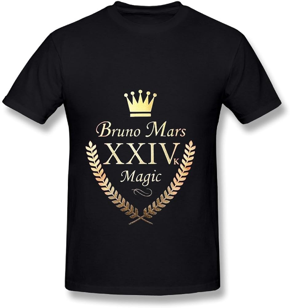 Bruno Mars 24K Magic Tour 2017 Logo Black T Shirt For Men : Amazon