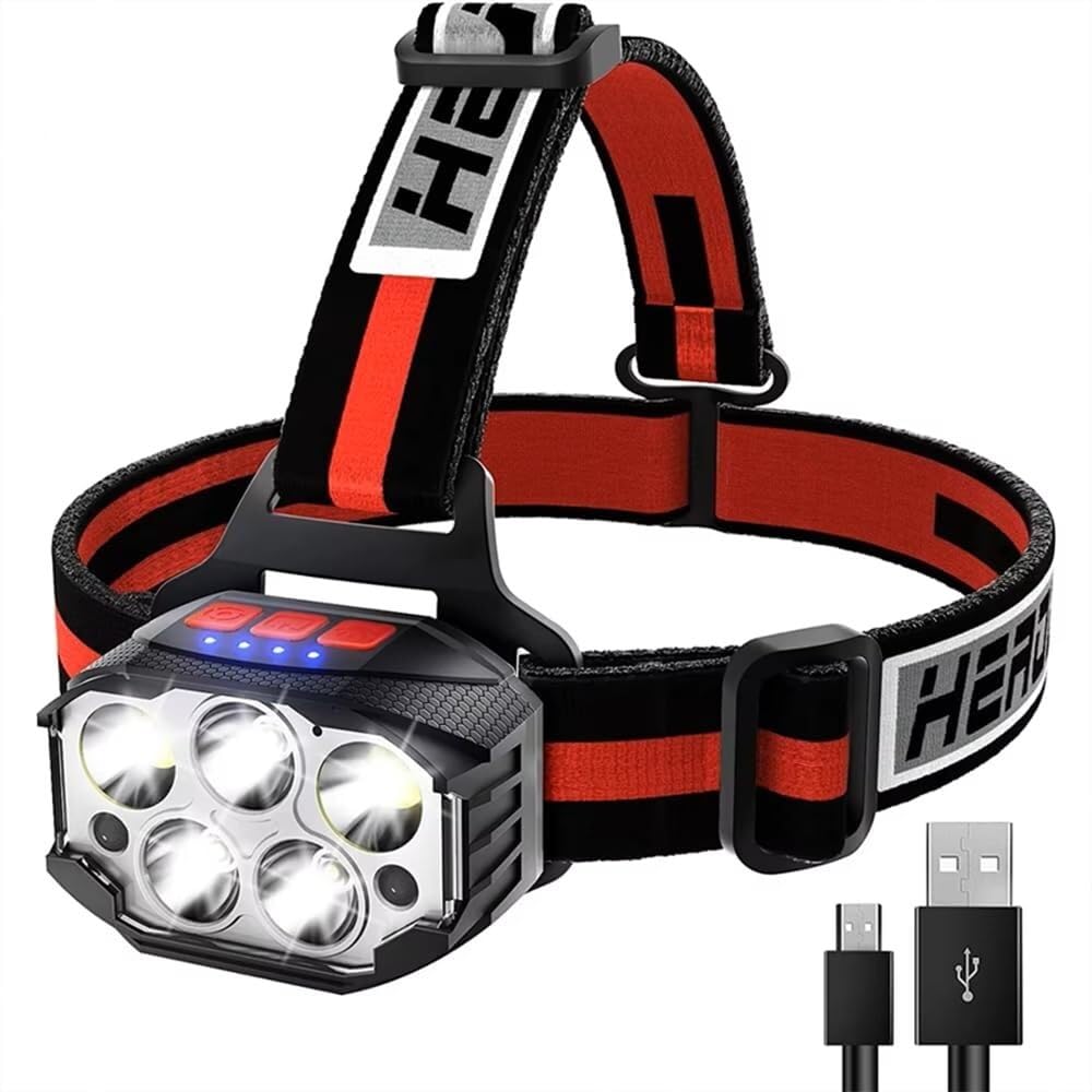 QFGVMXBWKZH USB Rechargeable Headlight 7 Modes Motion Sensor Headlamp Sports Camping Portable Flashlight
