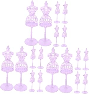 VILLCASE 18 Pçs Expositor De Roupas Cabides De Plástico Acessórios Para Casa De Boneca Jóias De Plástico Vestido Forma Manequim Mini Manequim Vestido Forma Boneca Costura Forma Pequeno