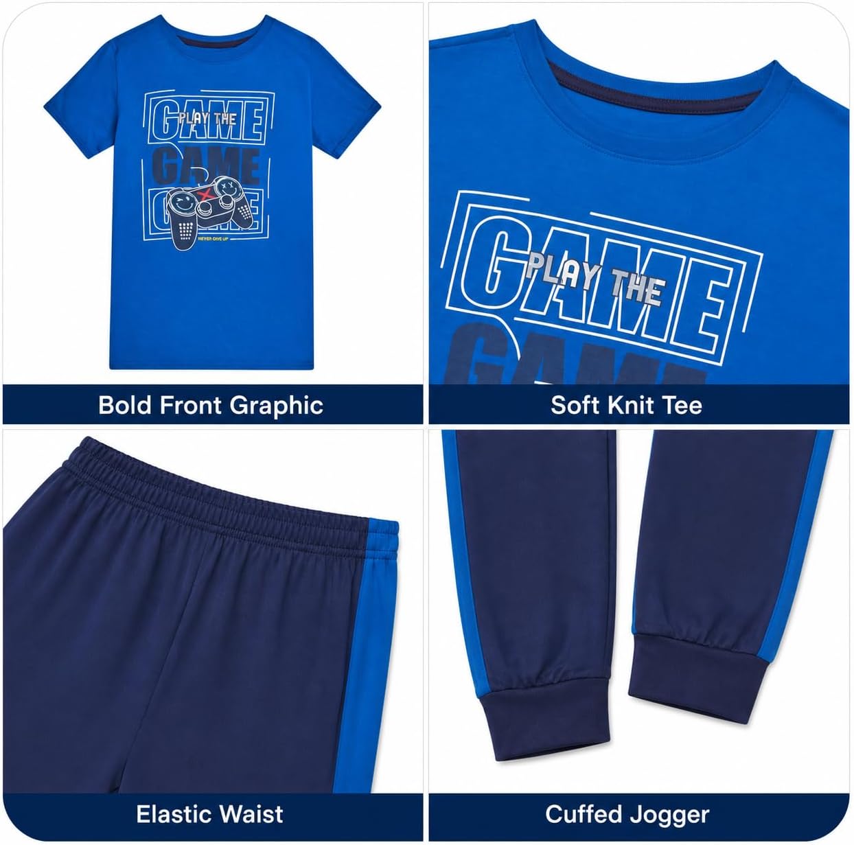 Pro Athlete Boys Pant Set - 2 Piece Tracksuit with Short Sleeve Graphic Tee and Tricot Jogger Sweatpants for Boys (8-16)