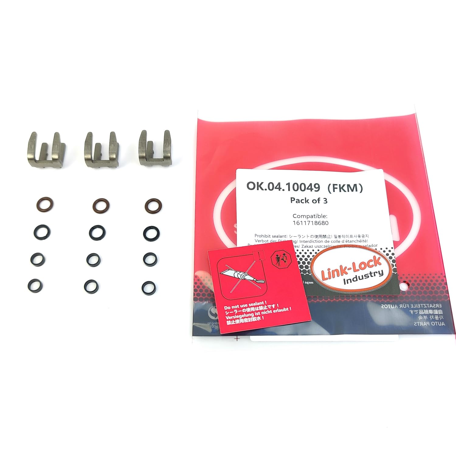 3Set OK.04.10049 Fuel Injector Repair kit 1611718680 with FKM Viton O-Ring for Citroen for Peugeot 1.2T 230T
