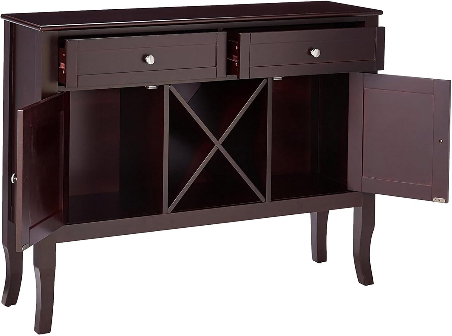 Kings Brand Furniture Wine Cabinet, 42"W x 12"D x 32"H, Dark Cherry