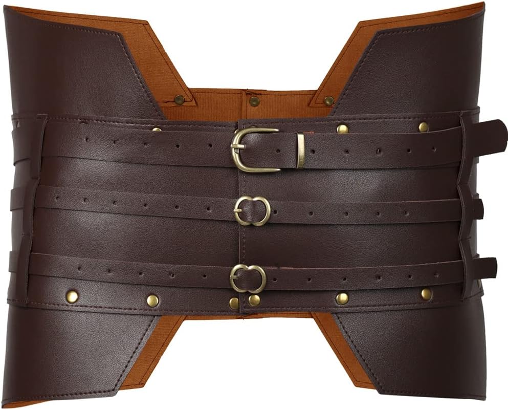 Retro Belt Medieval PU Leather Armor Adjustable Wide Studded Waist Belt For Halloween Cosplay Costume Accessory