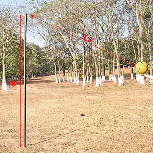 GAMESUN Galvanized Tetherball Set with Yellow Ball, Galvanized Poles, Rope for Outdoor, Backyard