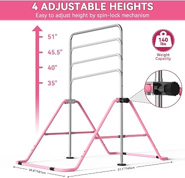 FBSPORT Gymnastics Bar Folding for Kids Training with Adjustable Height