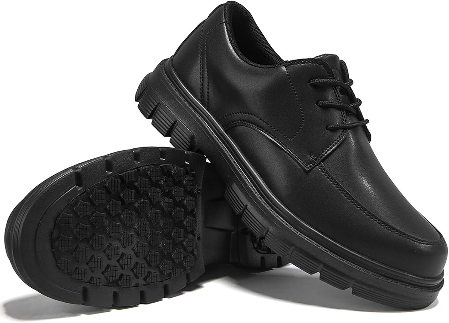 Non-Slip Work Shoes for Men: Waterproof Food Service Kitchen Chef Restaurant Sneakers Lace Up Casual Walking Dress Footwear