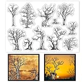 GLOBLELAND Halloween Branches Fond Tampons Clairs pour DIY Scrapbooking Décoration Conte de Fées Arbre Halloween Tampons en Silicone Transparent pour Faire des Cartes Album Photo Décoration