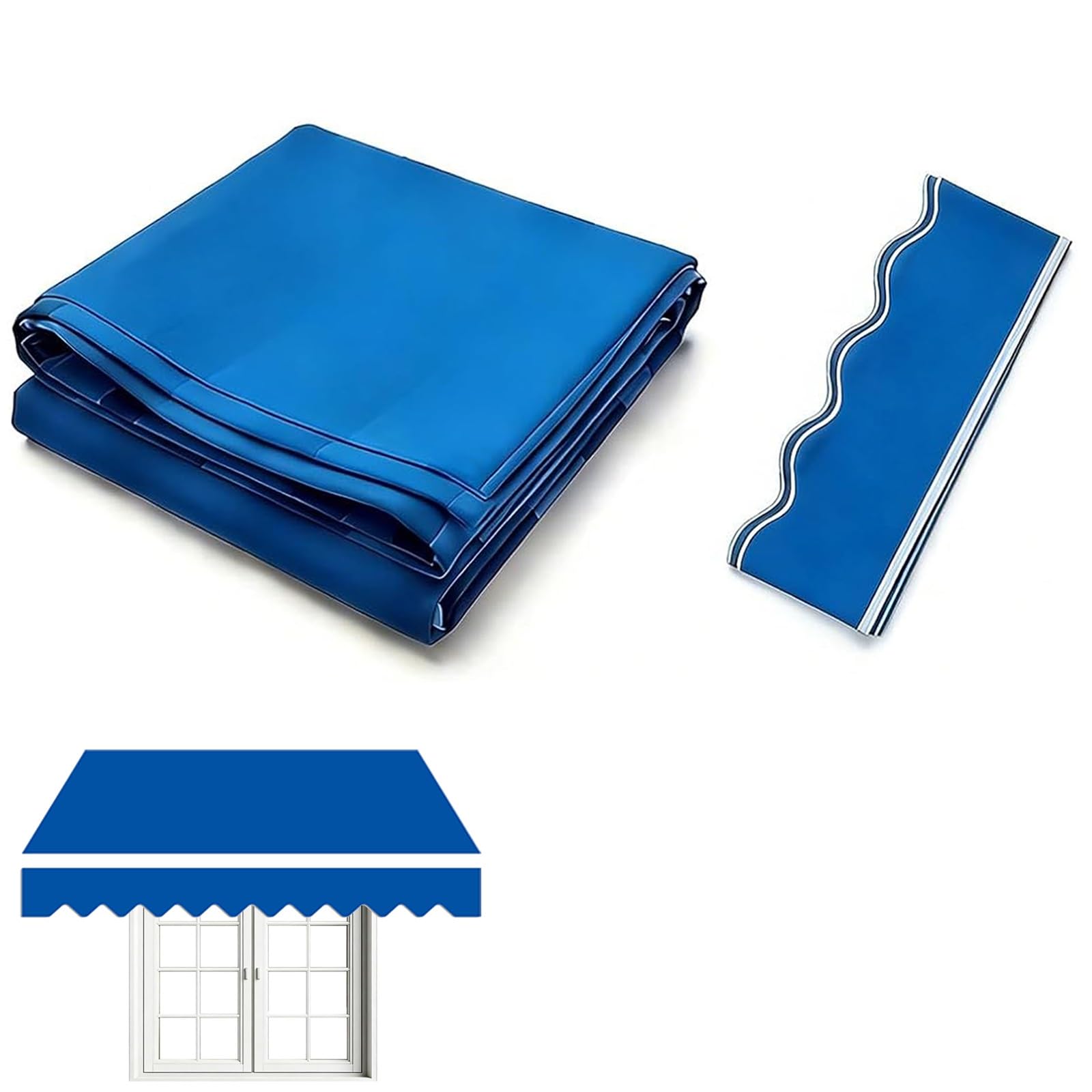 ROFBIHG Retractable Awning Patio Sun Shade Shelter Replacement Fabric Top Cover (Fabric Only) Patio Awning Replacement Fabric, Window/Door Canopy Cover for Retractable Awning(Blue,4x1.5m(13x5ft))