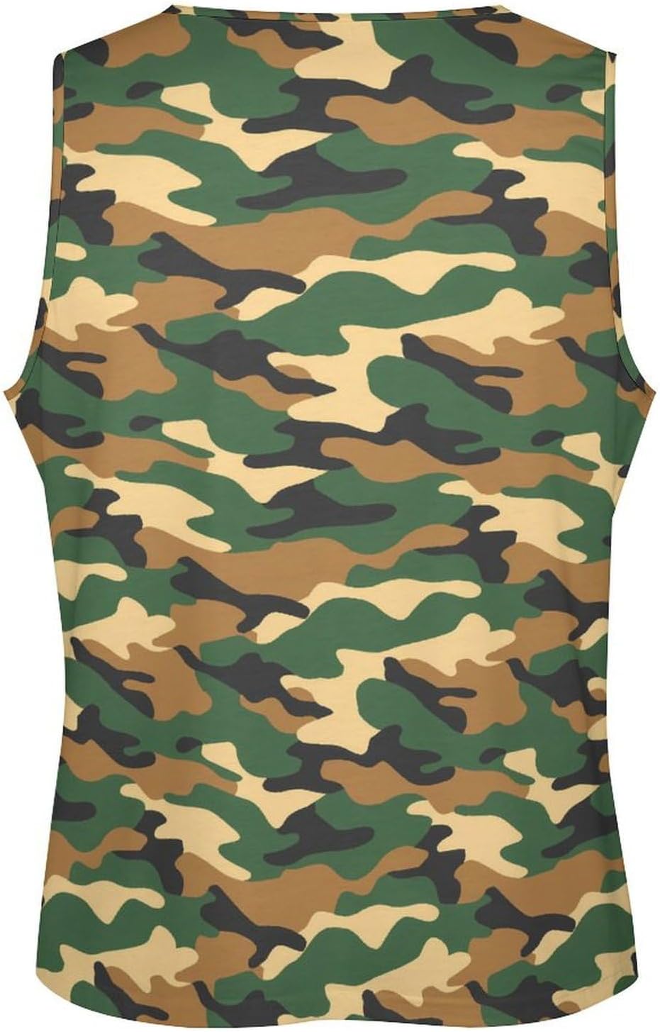 HOTYD Camouflage T-Shirts for Men Oversized Bodybuilding Tank Tops for Men Sleeveless Cotton Summer Quick Dry Loose Fit Basic Crew Neck Athletic Shirt for Men Green 03 3XL