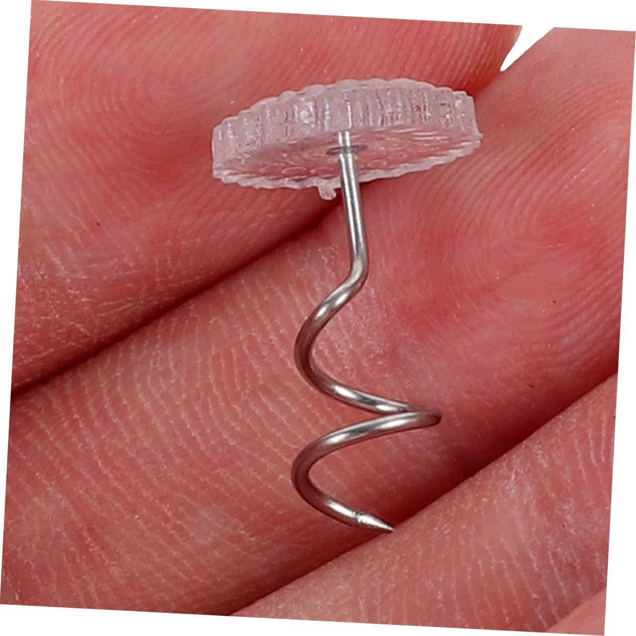 PRETYZOOM 200pcs Transparent Spiral Sofa Tacks Furniture Pins for Upholstery Slipcovers Bedskirts Decorative Antique Furniture Fasteners for Home Living Couches