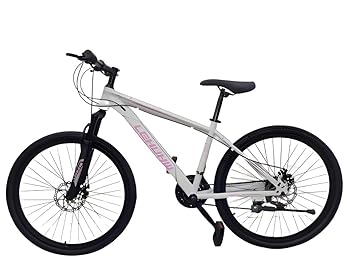 FLY TRACK CYCLE Unisex 21 Speed - Race Bike Double Disc Brake Sports Folding Mountain MTB Cycle (White)