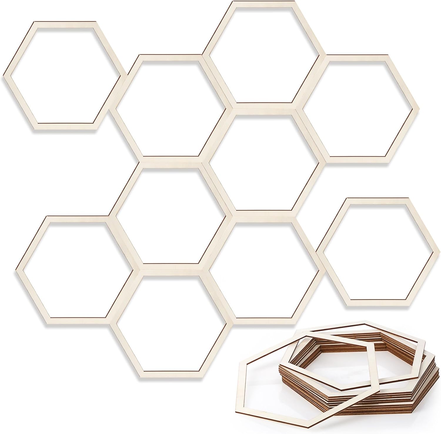 Gerrii 24 Pcs 8.2 Inch Honeycomb Decorations Unfinished Wooden Hexagon Wall Decor Hexagon Wall Stickers Decorative Wood Honeycomb Beehive Sign for Baby Shower Honeybee DIY Birthday Party Decor