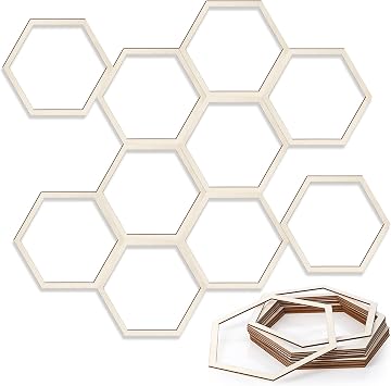 Gerrii 24 Pcs Honeycomb Decorations Hexagon Wood Hive Decor, 5.8 Inch