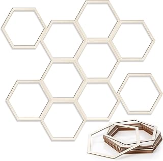 Gerrii 12 Pcs 8.2 Inch Honeycomb Decorations Unfinished Wooden Hexagon Wall Decor Hexagon Wall Stickers Decorative Wood Honeycomb Beehive Sign for Baby Shower Honeybee DIY Birthday Party Decor