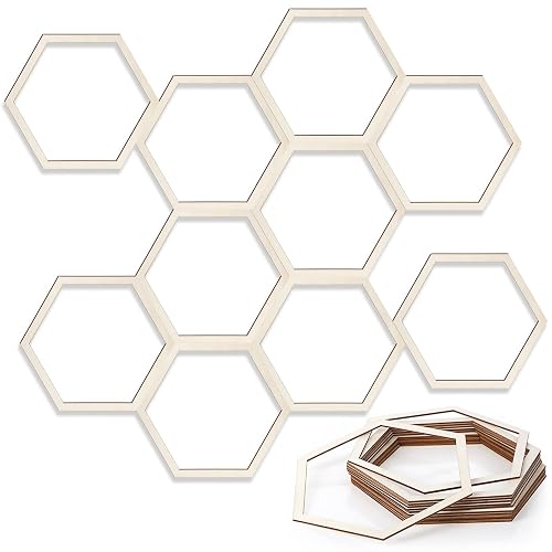 Gerrii 12 Pcs 8.2 Inch Honeycomb Decorations Unfinished Wooden Hexagon