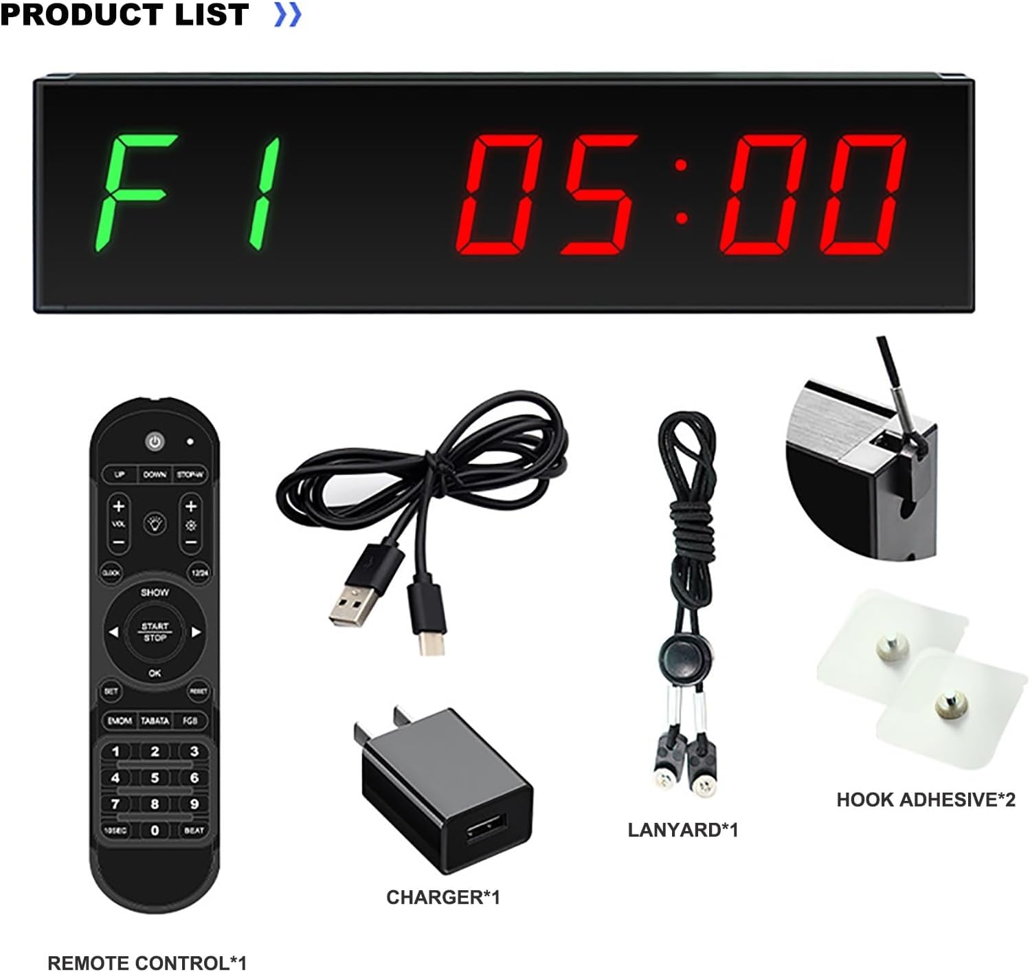 CHEWYZ LED Interval Timer, Programmable 6 Digit Fitness Clock, EMOM, Tabata, FGB, Custom Interval, Ideal for Gym, Home Training, Race Timing