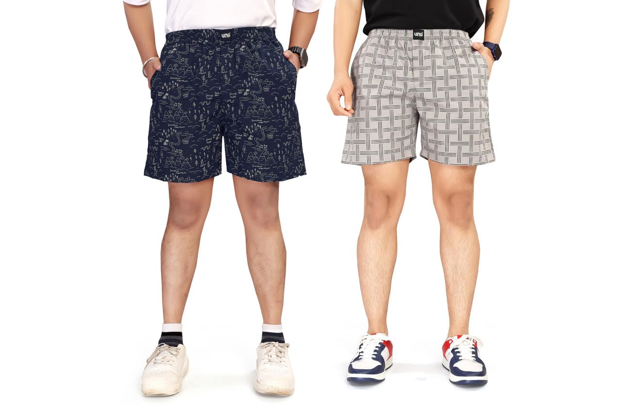 UNOseven Shorts for Boys - 100% Cotton Printed with Side Pockets - Pack of 2 - Available from Size 7 Years to XL - Review, Price and Buying Guide